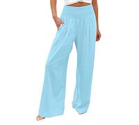 Pantalones de lino para mujer, largos y anchos, pantalones de chándal delgados, pantalones de playa, pantalones de verano, tallas grandes, muselina, pantalones rectos, pantalones de sudaderas
