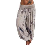 Pantalones De Lino para Mujer - Pantalon Hippie Cintura De CordóN PantalóN para El Tiempo Libre Pantalones Largos Pierna Ancha Pantalones De Playa Elegantes para Playa Fiesta