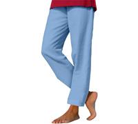 Pantalones de lino para mujer, pantalones casuales de cintura alta, algodón y lino, pantalones cómodos de tela monocolor, muselina ligera, pantalones de chándal transpirables, cintura elástica al aire
