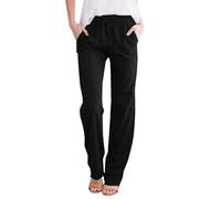 Pantalones de lino para mujer, pantalones de verano de cintura baja, muselina de lino, pantalones de tela, pantalones sueltos para el tiempo libre, ligeros, transpirables, pantalones de verano con