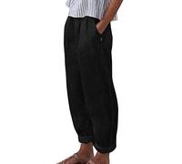 Pantalones de lino para mujer, pantalones de verano de pierna ancha con bolsillos, algodón ligero, pantalones de ocio, monocolor, elegantes, largos, de tela, elásticos, cintura alta, pantalones de