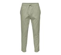 Only & Sons Pantalones de Lino y Algodón Cómodos ONSLINUS Hombré Casual, Color:Verde, Talla de pantalón:L