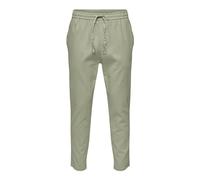 Only & Sons Pantalones de Lino y Algodón Cómodos ONSLINUS Hombré Casual, Color:Verde, Talla de pantalón:M