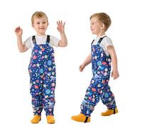 Pantalones de lluvia para niños, ligeros, impermeables, resistentes al viento, transpirables, con tirantes, reflectores, ropa para vacaciones de verano, jardín de infantes en el bosque, C-azul., 9-11