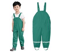 Pantalones de lluvia para niños y niñas, overol impermeable con peto, overol ligero para lluvia, pantalones resistentes al viento, pantalones reflectantes para exteriores, unisex, con tira reflectante