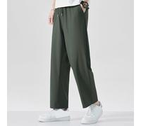 Pantalones de longitud completa para hombre, hechos con mezcla de tela de seda de hielo transpirable y cintura funcional con cordón (M verde)