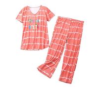 Pantalones de Manga Corta a para Mujer, Traje de casa para Mujer Ropa Verano Mujer Albornoz Piscina Mujer (Orange, XL)