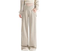 Pantalones de Maternidad Mujer Sobre el Vientre Premamá Embarazada Cintura Alta Suelto Suave Ropa Yoga Cómodo Ligero para Verano