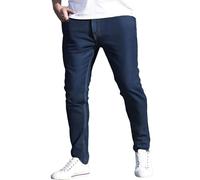 Pantalones de mezclilla ajustados para hombre, pantalones de mezclilla clásicos ajustados con bolsillos, pantalones casuales de moda vintage, Jeans azul oscuro para hombre, 3XL