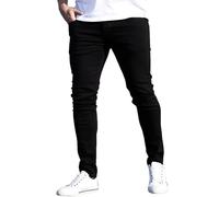Pantalones de mezclilla ajustados para hombre, pantalones de mezclilla clásicos ajustados con bolsillos, pantalones casuales de moda vintage, Jeans negros para hombre, 3XL