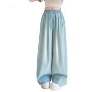 Pantalones de mezclilla de cintura alta para mujer, pantalones de crucero para mujer, trajes de 2025, con cordón, holgados, casuales, con bolsillos, pierna ancha, pantalones deportivos ligeros para la