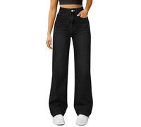 Pantalones de mezclilla de pierna ancha para mujer, cintura alta, elásticos, holgados, elásticos, de pierna recta, holgados, ajuste entallado, estilo Boyfriend, corte de bota, con bolsillos, ropa de
