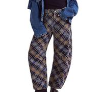 Pantalones de mezclilla holgados para mujer, pierna ancha, tiro medio, holgados, holgados, con bolsillos, estampado de flores, pantalones rectos con botones y cierre de cremallera, azul marino, XXL