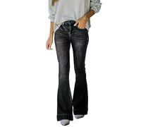 Pantalones de mezclilla para mujer, corte de bota, tiro medio, acampanados, ajustados, largos, con levantamiento de glúteos, con botón y cierre de cremallera, pantalones casuales para uso diario