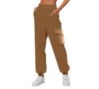 Pantalones de moda para mujer, informales, con estampado degradado, bolsillos, cintura alta, deportivos, para gimnasio, atlético, pantalones deportivos, sudadera cómoda, caqui, XL
