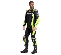 Ixon Vortex 3 Pantalones de cuero de motocicleta, negro-amarillo, tamaño M