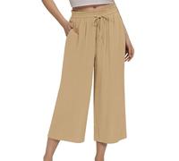 Pantalones de mujer con cintura elástica, talla grande, holgados, holgados, para el Reino Unido, informales, color sólido, pierna ancha, pantalones de pierna recta, forro polar, cómodos, caqui, XL