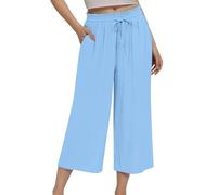 Pantalones de mujer con cintura elástica, talla grande, holgados, holgados, para el Reino Unido, informales, color sólido, pierna ancha, pantalones de pierna recta, forro polar, cómodos, azul, XXL