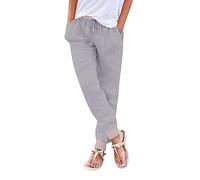 Pantalones de mujer con cordón elástico en la cintura, holgados, pierna ancha, pantalones sólidos con bolsillos, morado, M