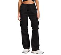Pantalones de mujer con cordón pantalones de cigarrillo mujer elegantes pantalones casuales de playa con muchos bolsillos largos anchos transpirables suaves de trabajo para vacaciones, oficina, casa o