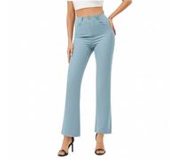 Pantalones de mujer de negocios, informales, elásticos, de un solo color, con bolsillos, cómodos pantalones de tiempo libre para la oficina y el día, azul claro, S