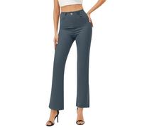 Pantalones de mujer de negocios, informales, elásticos, de un solo color, con bolsillos, cómodos pantalones de tiempo libre para la oficina y el día, azul, L