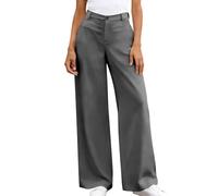 Pantalones de mujer Fluido Chic y Elegant Palazzo de cintura alta Pantalones de pierna ancha Casual Color sólido Pantalones de ocio de negocios Pantalones de gran tamaño transpirables para el trabajo