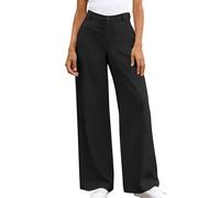 Pantalones de mujer Fluido Chic y Elegant Palazzo de cintura alta Pantalones de pierna ancha Casual Color sólido Pantalones de ocio de negocios Pantalones de gran tamaño transpirables para el trabajo