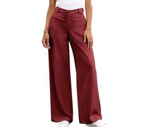 Pantalones de mujer Fluido Chic y Elegant Palazzo de cintura alta Pantalones de pierna ancha Casual Color sólido Pantalones de ocio de negocios Pantalones de gran tamaño transpirables para el trabajo