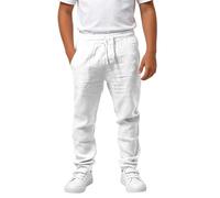 Pantalones de Muselina para Niños con Cintura Elástica, Pantalones de Algodón y Lino Casuales Sueltos de Color Liso para Niño, Pantalón de Verano Infantil, Ligero, Cómodo, Transpirable, con Bolsillos