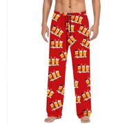 Pantalones de Navidad Hip Hop para hombre, informales, lisos, pantalones de chándal con puños de cordones y bolsillo Pantalones de tela para hombre elegantes (rojo, S), rojo, XL