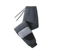 Pantalones de ocio acolchados engrosados para hombre en invierno gran retención de calor cálido a prueba de viento rodillera zanahorias jogging hombre entrenamiento sudor elástico casual gris