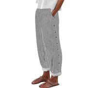 Pantalones de ocio ligeros para mujer, pantalones deportivos sueltos de verano para mujer, pantalones largos de pierna recta, pantalones de lino de fácil cuidado, pantalones de correr con botón
