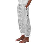 Pantalones de ocio ligeros para mujer, pantalones deportivos sueltos de verano para mujer, pantalones largos de pierna recta, pantalones de lino de fácil cuidado, pantalones de correr con botón