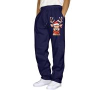 Pantalones de ocio para hombre de moda para estilo informal hip-hop, estilo callejero con práctico manguito con cordón, bolsillo funcional, marine, XL
