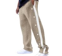 Pantalones de ocio para hombre, informales, ajustados, de un solo color, para invierno, otoño, con botones, ropa deportiva, rehabilitación con bolsillos, 2025, cómodos, clásicos, con botones, O Khaki