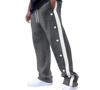 Pantalones de ocio para hombre, informales, ajustados, de un solo color, para invierno, otoño, con botones, ropa deportiva, rehabilitación con bolsillos, 2025, cómodos, clásicos, con botones, O Gris