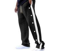 Pantalones de ocio para hombre, informales, ajustados, de un solo color, para invierno, otoño, con botones, ropa deportiva, rehabilitación con bolsillos, 2025, cómodos, clásicos, con botones, O negro