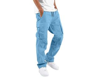 Pantalones de ocio para hombre, largos y finos, pantalones de chándal para hombre, con cordón, pantalones deportivos con varios bolsillos, pantalones de entrenamiento, cintura elástica, pantalones