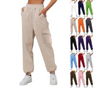 Pantalones de ocio para mujer, algodón, invierno, pantalones de chándal para mujer, holgados, negros, pantalones de chándal con cintura alta, pantalones de deporte térmicos, pantalones deportivos de