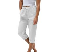 Pantalones de ocio para mujer de tallas grandes 3/4, pantalones capri para mujer, de verano, de lino, pantalones deportivos hasta la rodilla, pantalones cortos sueltos, muselina, pantalones cortos con