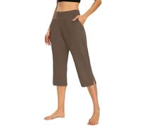 Pantalones de ocio para mujer, pantalones de yoga cómodos, ligeros, de cintura alta, informales, monocolor, pantalones de verano, pantalones de playa, cómodos pantalones de salón con botones y