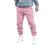 Pantalones de otoño e invierno para hombre, de moda, para ocio, deportes al aire libre, correr, pantalones lisos, pantalones de 42 x 29 para hombre, rosa, L