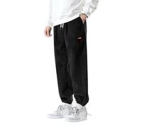 Pantalones de pana para hombre, color sólido, pantalones cargo casuales, cintura elástica, holgados, cónicos con mullidos, Pantalones de trabajo negros para hombre, 3XL