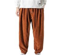 Pantalones de pana para hombre, pantalones de pana para hombre, tobillo con puños, ajuste relajado con cordón en la cintura, pantalones deportivos de gran tamaño, parte inferior súper suave, color