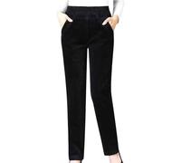 Pantalones de pana para mujer, cintura alta, forrados, pantalones de ocio, gruesos con forro polar, pantalones térmicos de invierno, pantalones chinos delgados, pantalones chinos rectos, pantalones de