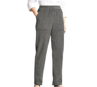 Pantalones de pana para mujer con pierna recta, cintura elástica, pantalones de trabajo de ajuste suelto, color sólido, pantalones casuales con bolsillos, pantalones cómodos de estilo lounge para