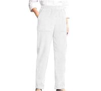 Pantalones de pana para mujer con pierna recta, cintura elástica, pantalones de trabajo de ajuste suelto, color sólido, pantalones casuales con bolsillos, pantalones cómodos de estilo lounge para