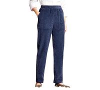 Pantalones de pana para mujer, corte de bota, cintura elástica, pierna recta, cómodos, suaves, elásticos, pantalones de trabajo con bolsillos, azul, 3XL