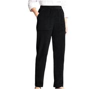 Pantalones de pana para mujer de pierna recta, cintura elástica, pantalones de trabajo de ajuste suelto, color liso, pantalones casuales con bolsillos, pantalones cómodos de estilo lounge para mujer